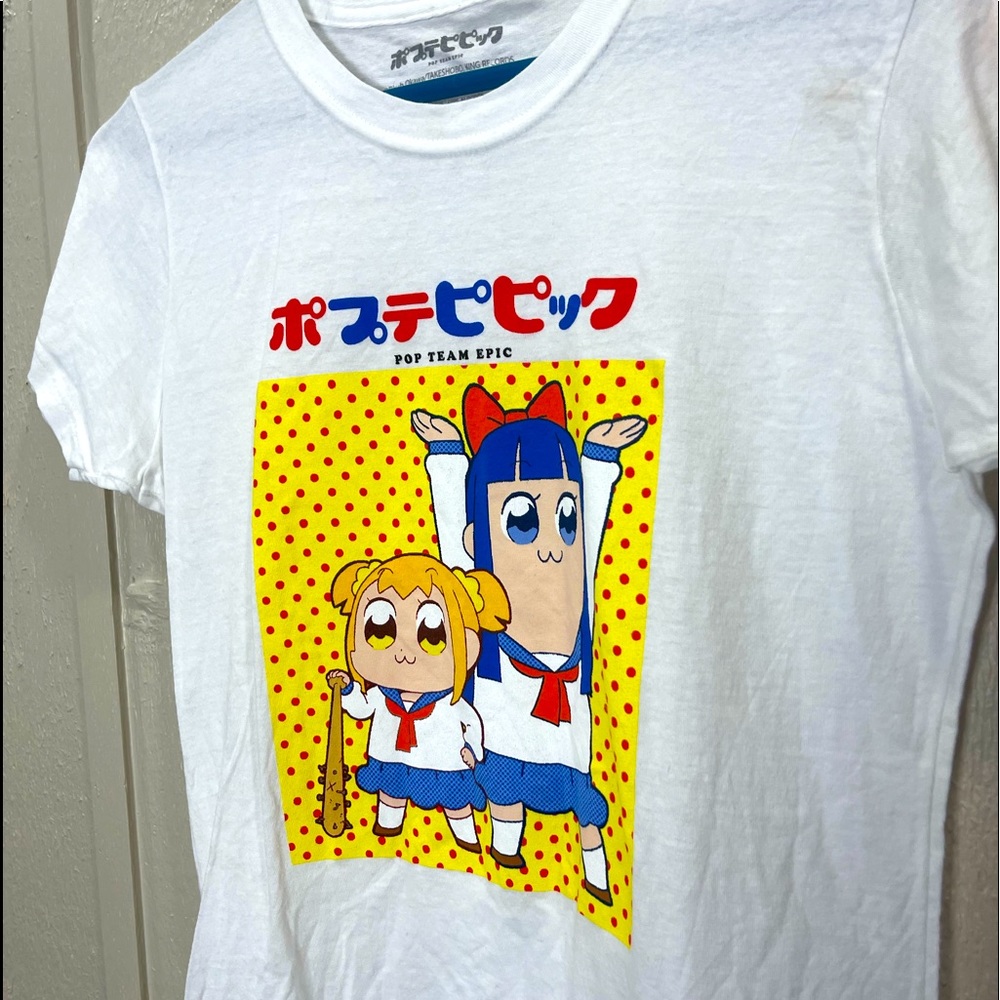 Pop Team Epic Anime White T-Shirt Size Large